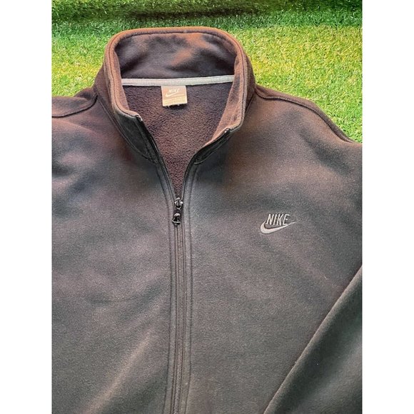 Vintage Nike Sportswear Y2K Full Zip Up Black Heavy Sweatshirt Men's XXL - Picture 2 of 5